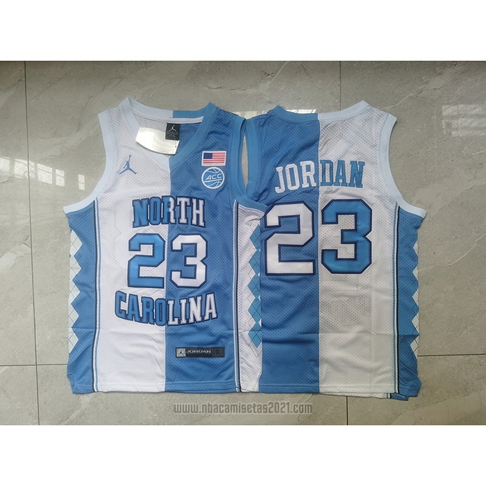 Camiseta NCAA North Carolina Tar Heels Michael Jordan #23 Split Azul Blanco